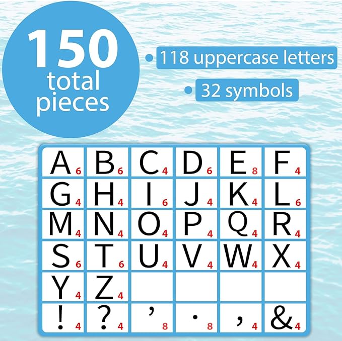 150 PCS Large 7" Blue Bulletin Board Letters Set,Ocean Under the Sea Classroom Alphabet Cutout Letter for Bulletin Board Display Home School, A Great Helper to Inspire Students' Learning Interest