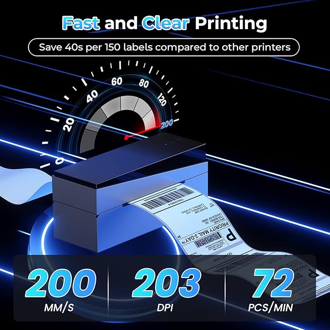Bluetooth Shipping Label Printer 4x6, 249BT Thermal Label Printer 4x6 for Small Business, Shipping Packages, Office, Home, Compatible with Android iPhone iPad Windows macOS Tiktok USPS Etsy