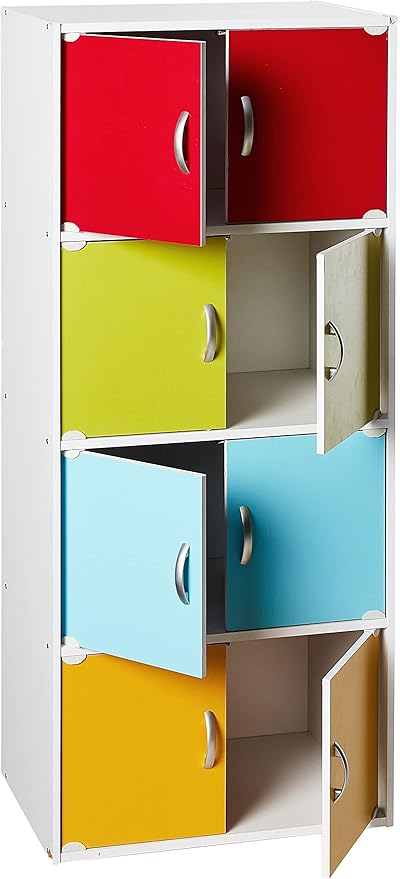 Hodedah Bookcase, 4 Shelf, Rainbow