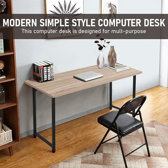BestOffice 39 inch Computer Desk Home Office Desk Writing Study Table Modern Simple Style PC Desk with Metal Frame Gaming Desk Workstation for Small Space，Nature