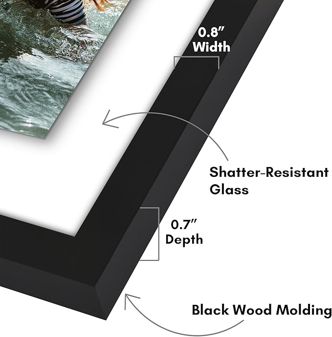 Americanflat 4x6 Double Picture Frame with Shatter-Resistant Glass - Fits Two 4x6 Photos or use as One 9x12 Picture Frame - Signature Collection - Collage Frames with Floating Effect for Wall - Black