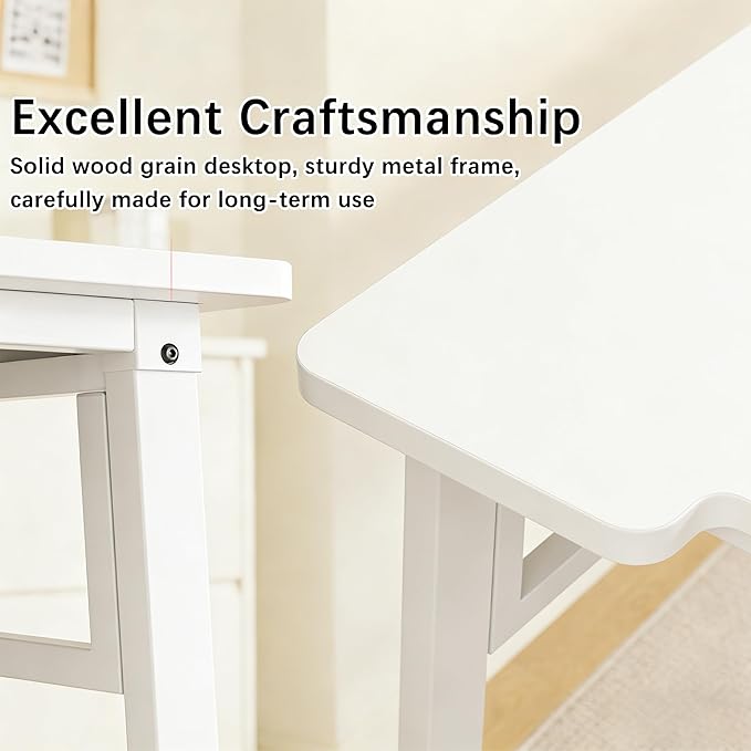Computer Desk 39.4 Inch Small Office Desk with Wood Top and Metal Frame, Study Writing Desk for Home, Bedroom, Gaming, U-Shaped Leg Design, Modern Simple
