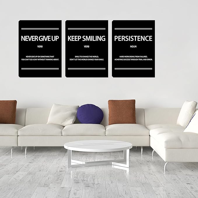 Halioyo Motivational Wall Decor 3 Pieces Inspirational Canvas Wall Art, Positive Quotes Posters Wall Decor for Office Bedroom Living Room Dorm Classroom, 12 x 16 inch