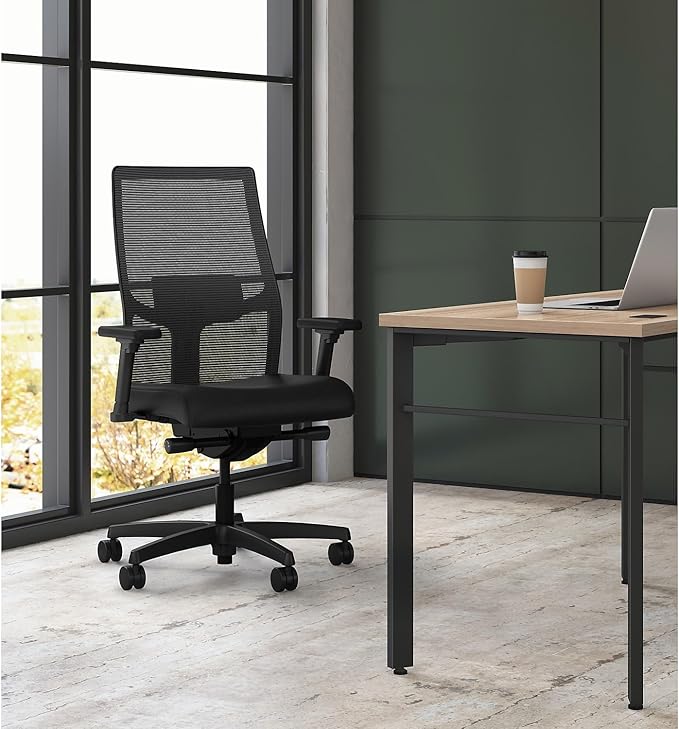 HON Ignition 2.0 Mesh/Vinyl Mid-Back Task Chair, Adjustable Arms, Black (HON12M2AMLU10TK) (HONI2M2AMLU10TK)