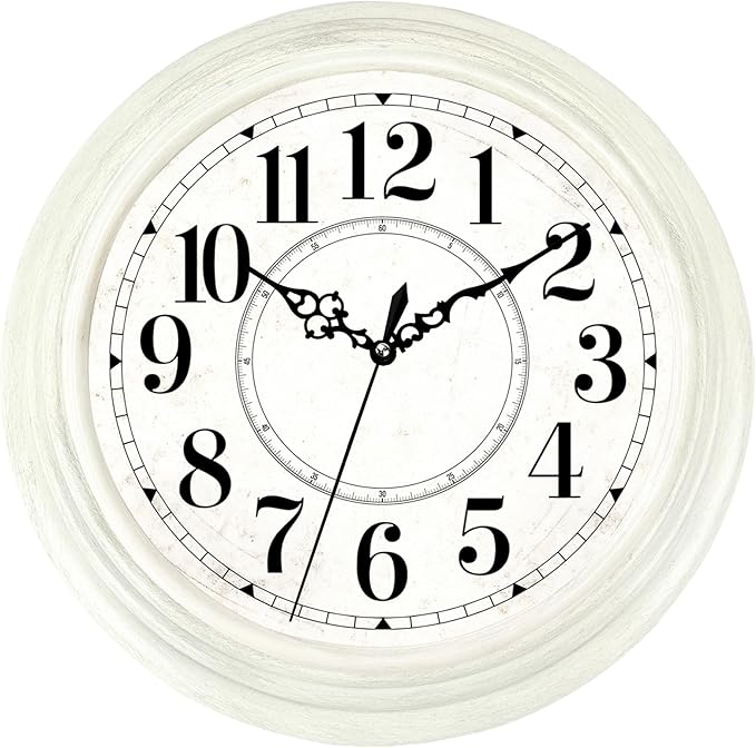 Vintage Wall Clock 13 Inch Quartz Silent Non-Ticking Analog Clock Battery Operated Rustic Round Decorative Clock for Living Room Kitchen Home Office Classroom