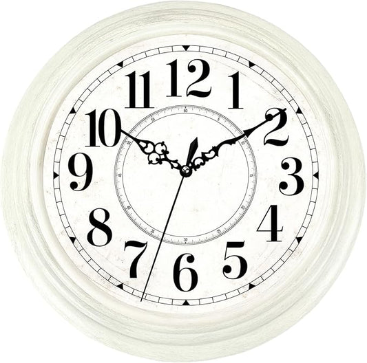 Vintage Wall Clock 13 Inch Quartz Silent Non-Ticking Analog Clock Battery Operated Rustic Round Decorative Clock for Living Room Kitchen Home Office Classroom