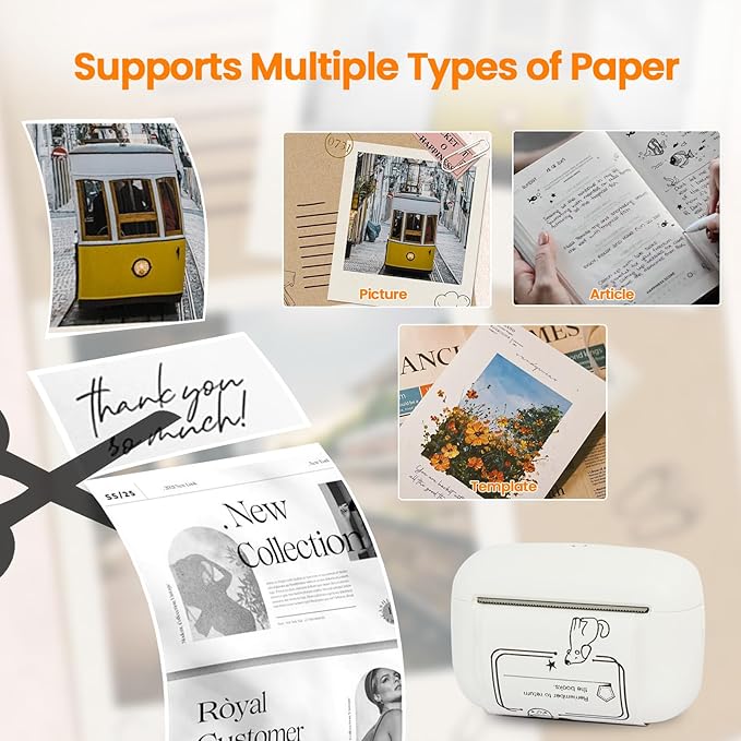 Label Maker Machine with Tape: Bluetooth Sticker Printer Supports Printing Multiple Labels, Versatile App with Fonts and Icons for Home, Kitchen, School, Office Organization, White