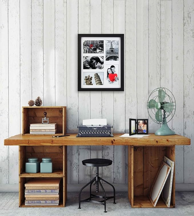 RPJC 11x14 Picture Frames Collage - Display 5 Pcs 4x6 inch Photos with Mat Made of Solid Wood and Glass Cover