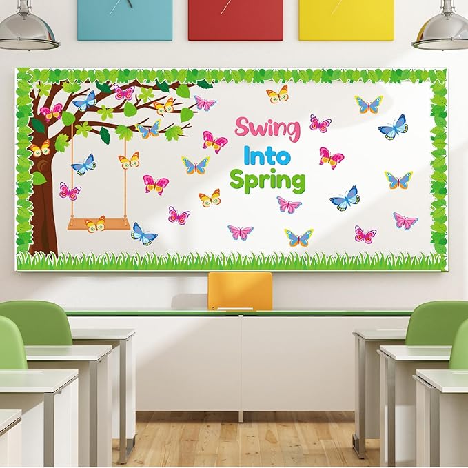 Spring Butterfly Tree Bulletin Board Set Swing Into Spring Classroom Decorations Butterfly Name Tags Cutouts School Home Chalkboard Wall Window Decor for Teacher Preschool Elementary