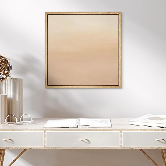 SIGNWIN Framed Canvas Print Wall Art Soft Blush Gradient Minimalist Light Pink Illustration Modern Art Decorative Nordic Minimal Calm/Zen for Living Room, Bedroom, Office - 24"x24" Natural