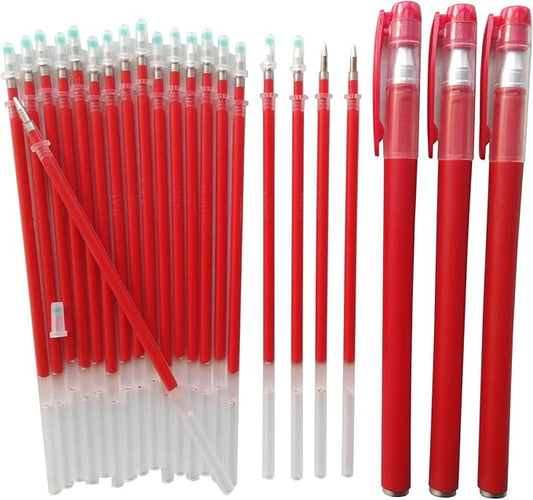 Red Pens and 0.5mm Pen Refill,Gel Pen Ink Refills Set Kit, 20 Pcs Red Ink Pen Refills with 3 Gel Pens(red Pen & Refill)