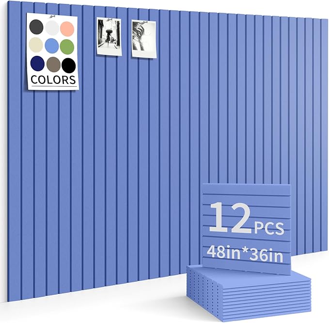 Large Bulletin Board 48"x36" Cork Boards for Walls, 12 Pack Felt Wall Panels Photo Board, Cork Board for Office Home Pin Board