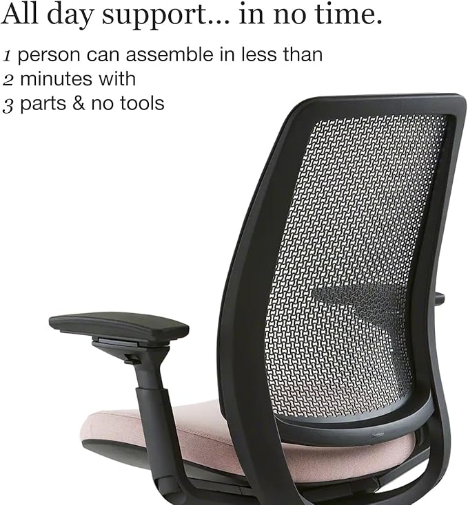 Steelcase Series 2 Office Chair - Ergonomic Work Chair with Wheels for Carpet - with Back Support, Weight-Activated Adjustment & Arm Support - Adjustable Rolling Chairs for Desk - Pink Lemonade