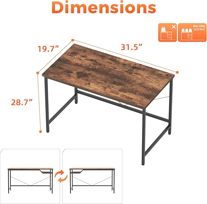 Mericonia 32 inch Computer Desk, 0.6" Thick Modern Simple Study Writing Table, Office Desk for Home Bedroom Office