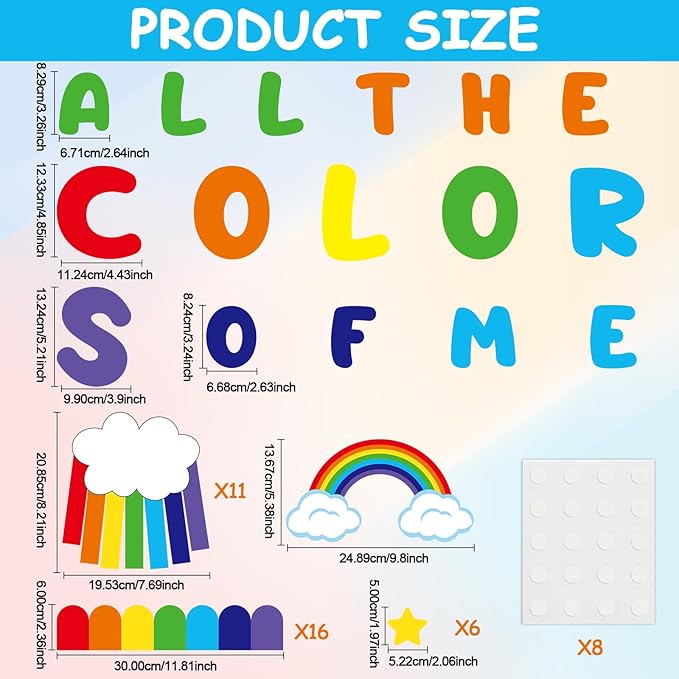 Rainbow Bulletin Board Set Rainbow Welcome Themed Classroom Bulletin Board Decorations Summer Cloud Star Cutouts Classroom Decorations for Back to School Office Home Chalkboard Decor Wall Door