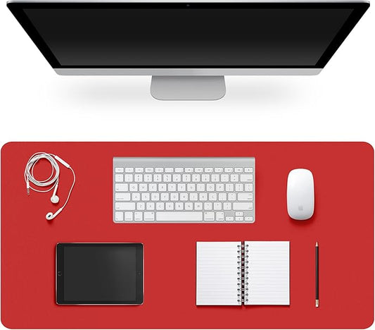 Leather Desk Pad Protector,Non-Slip Desk Pad,on-Slip PU Leather Large Mouse Pad,Easy Clean Desk Protecor Mat,Writing Pad for Office Work/Home/Decor(Red, 31.5" x 15.7")