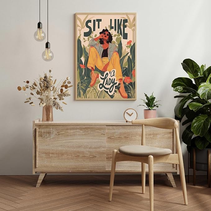 Gender Equality Modern Women Art Women Empowerment Decor Feminist Art Modern Girly Sit Like A Lady Prints for Living Room Dorm Bar Bedroom Wall Decor 16X24 Inch Unframed Inspirational Home Accent