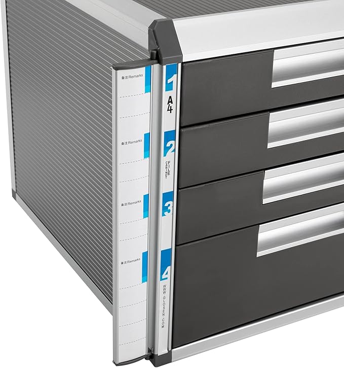 DONSU Desk Drawer Organizers,Storage File Boxes Desktop Office File Cabinet Storage Filing Cabinet w/Label Lock,Portable Home Office Filing Cabinet (4 Drawers)