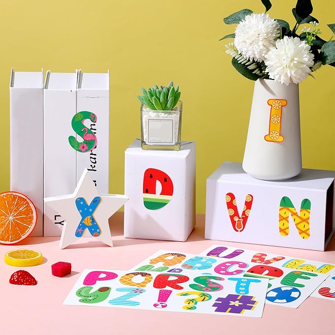 Colarr 232 Pcs 24 Sheets Large Letter Stickers Summer Letters for Bulletin Board 2.5 Inch Alphabet Self Adhesive Letters Stickers for Bulletin Board Classroom Mailbox Window Door Home Decor