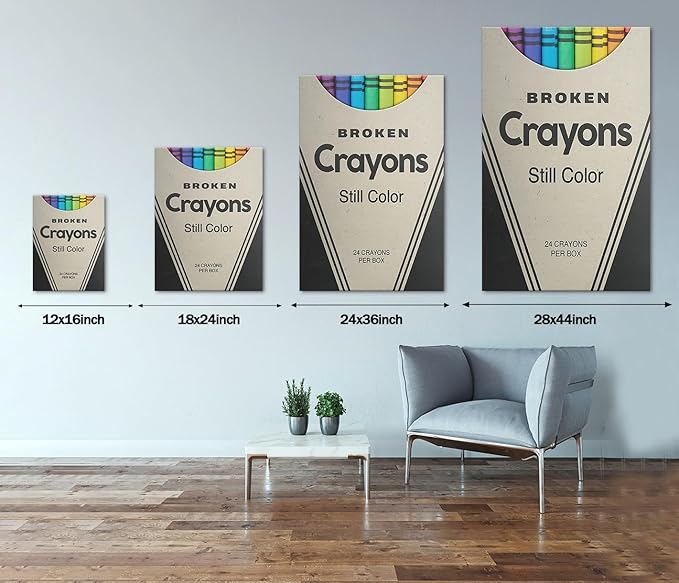 Office Wall Art for Entrepreneur Broken Crayons Still Color Inspirational Motivational Canvas Painting Picture Art Print, Modern Home Decor for Boys Girls Room Ready to Hang - 28"WX44"H