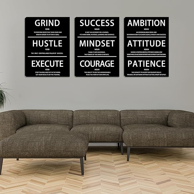 Halioyo 3 Pieces Inspirational Wall Art - Motivational Wall Decor, Positive Canvas Prints Posters for Office Classroom Bedroom Living Room(12”x16”), Ready to Hang
