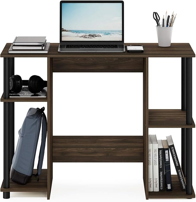 Furinno Jaya Computer Study Desk, Columbia Walnut/Black