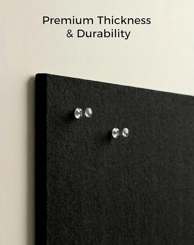 Aothia 12-Pack Felt Bulletin Board Tiles for Walls - 48x36 Modular Bulletin Board, Cork Board Alternative Pin Board for Office & Classroom, 70 Adhesive Tabs & 40 Push Pins Included (Black)