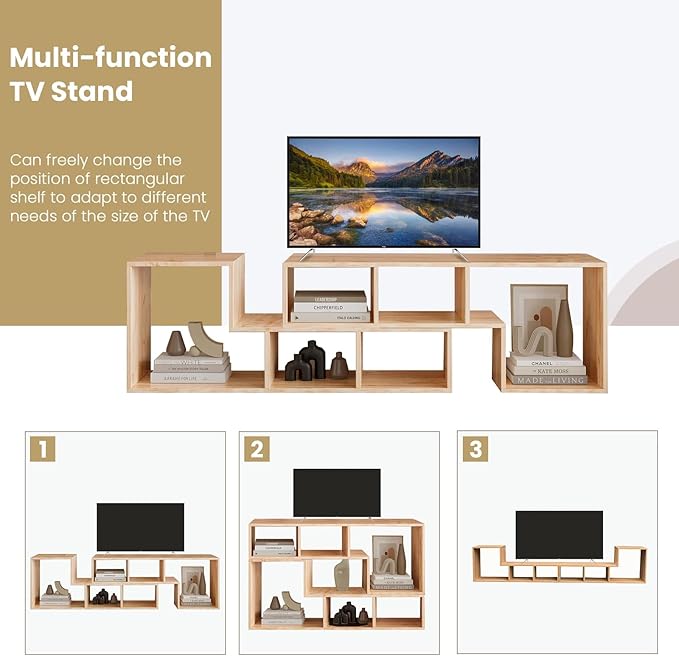 Recaceik Cube Bookshelf 2 Shelf Bookcase L-Shaped TV Console Stand Modern Entertainment Center with Open Storage Shelves for CDs/Movies/Books for Living Room, Bedroom, Home Office (Oak)