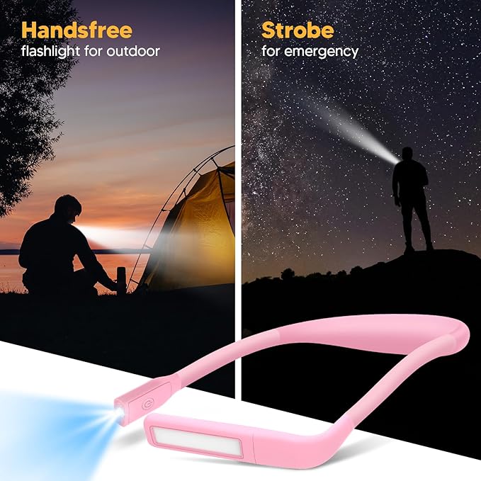 Mothers Day Gifts for Mom Wife: Neck Booklight for Reading in Bed at Night, Pink Light Knitting Accessories Sewing Supplies,Teen Girls College Students Gifts for Women Mom Nurse Present Mothers Day