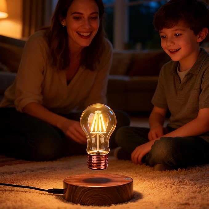 Magnetic Levitation Floating LED Light Bulb, Levitating Bulb Desk Lamp Rotating Floating Bulb Night Lights for Home Room Decoration Office Table Lamp