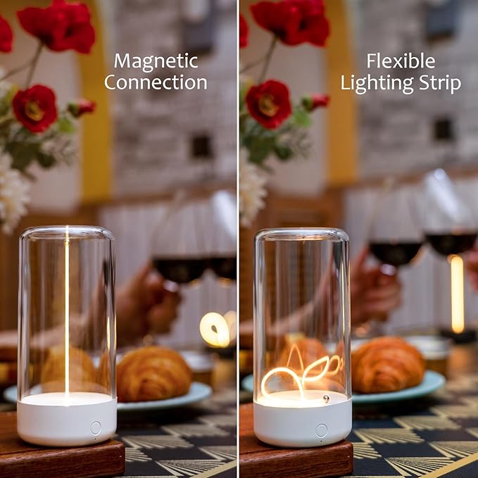 AUGE LIGHT Mini Minimalist Table Lamp Cordless Lamp Rechargeable Table Lamp Portable Nightstand Lamps Desk Lamps for Home Office Unique Ambient Light Mood Lighting for Desk Decor Beside(White)