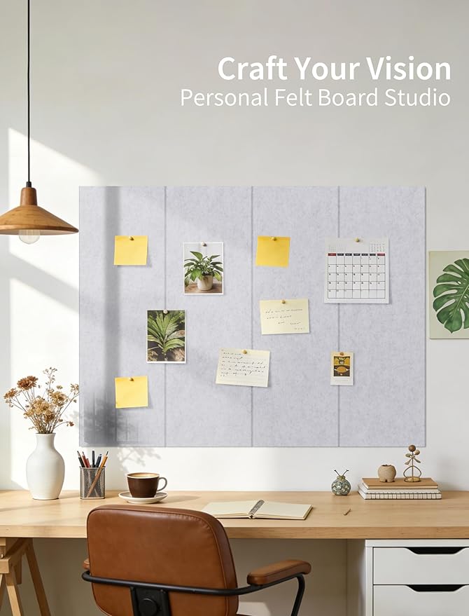 Large Bulletin Board 48"x 24" Cork Boards for Walls, 12 Pack Felt Wall Panels Photo Board, Cork Board for Office Home Pin Board