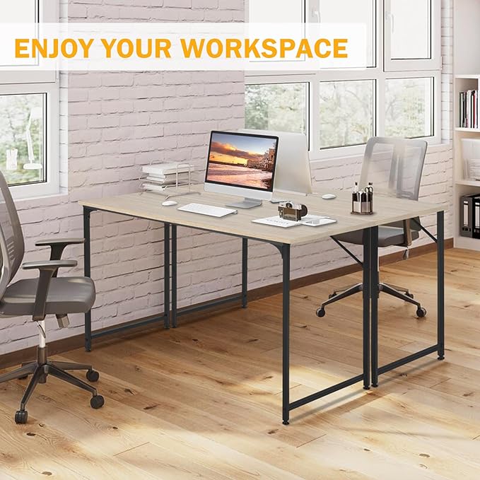 32 Inch Small Computer Desk, Metal-Framed Home Office Desk, Modern Study Table for Home Office Study and Writing,Nature