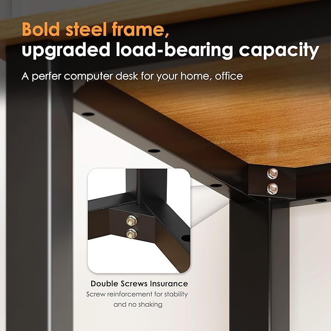 Need Small Computer Desk, 31.5 inch Sturdy Writing Desk for Small Spaces, Computer Desk Teens Desk Study Table Laptop Desk Home Ofice Desk, Black Metal Frame, Teak