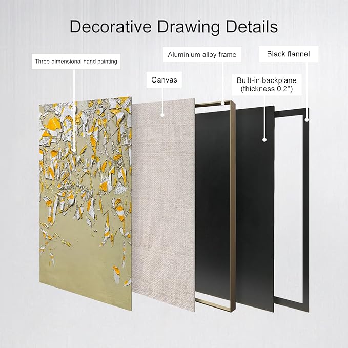 BrightA Large-scale hand-painted wall artworks in natural colors. Large-sized texture-based abstract decorations. Suitable for sofa background walls in living rooms, bedhead walls in bedrooms, corridors, and exhibition hall decorations 63"x90.5"