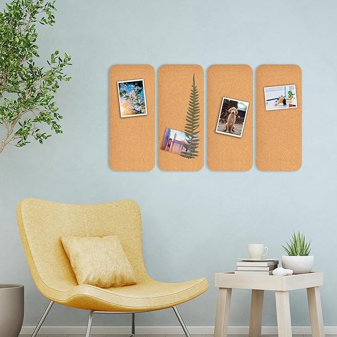 1 PC 12.5"*5.5" Self-Adhesive Cork Board, 1/2"(12mm) Thick Cork Boards for Walls, 1 Pack 12.5"*5.5" Bulletin Board, Cork Board Tiles for Office, Home, School (1PC)