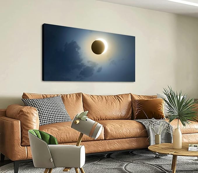 Canvas Wall Art for Living Room Bedroom Eclipse the Sun Big Large Wall Art Decor Framed Painting Wall Pictures Prints Artwork Office