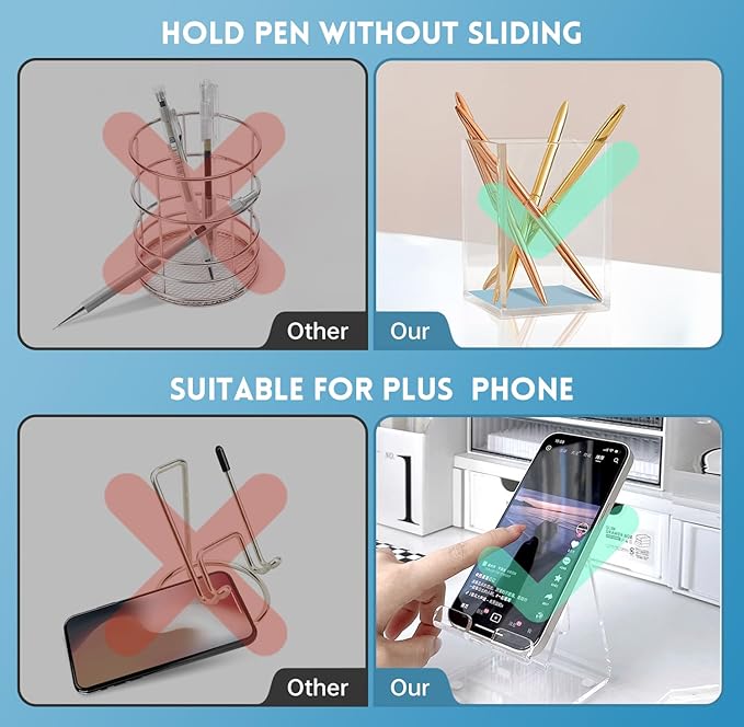 DRQ Blue Desk Organizers and Accessories Office Supplies, 10Pcs Set for Office with Stapler, Tape Dispenser, Pens, Pen Holder, Phone Holder, Tape, Ruler, 1 Box Staple, Scissors and 1 Box of Clip