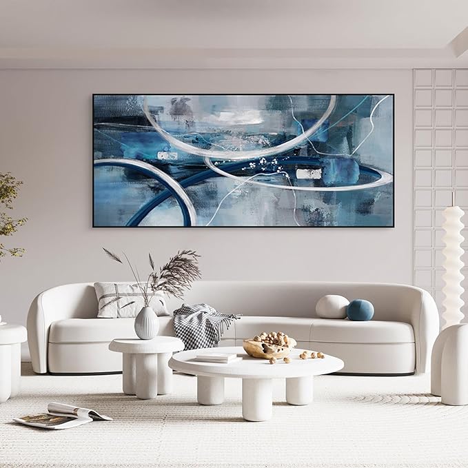 XLSJERST Abstract Wall Art for Lving Room - Extra Large 86x39 Inches Black and Gray Picture Black Framed Artwork for Bedroom Office Home Decor