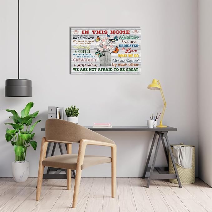 EGMAVQZY Inspirational Office Wall Art In This Office, We Are A Team Butterflies And Vases Motivational Wall Decor Suitable For Offices And Workplaces 12x16in