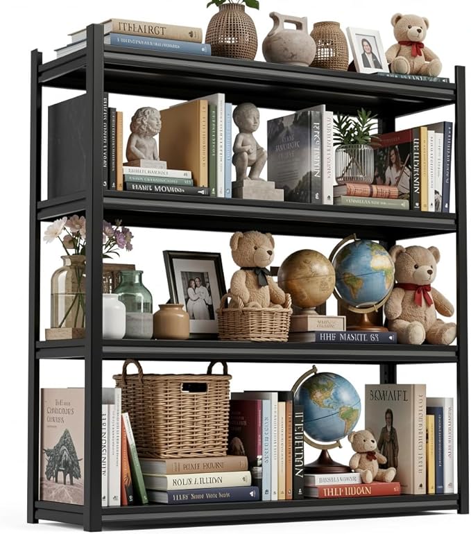 4 Tier Bookshelf, Tall Bookcase Shelf Storage Organizer, Modern Book Shelf for Bedroom, Living Room and Home Office, Vintage,47Wx24Dx63H