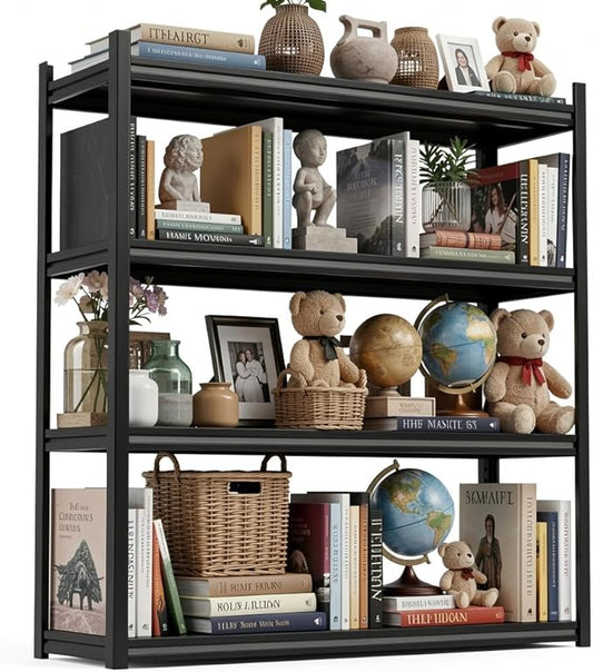 4 Tier Bookshelf, Tall Bookcase Shelf Storage Organizer, Modern Book Shelf for Bedroom, Living Room and Home Office, Vintage,47Wx24Dx63H