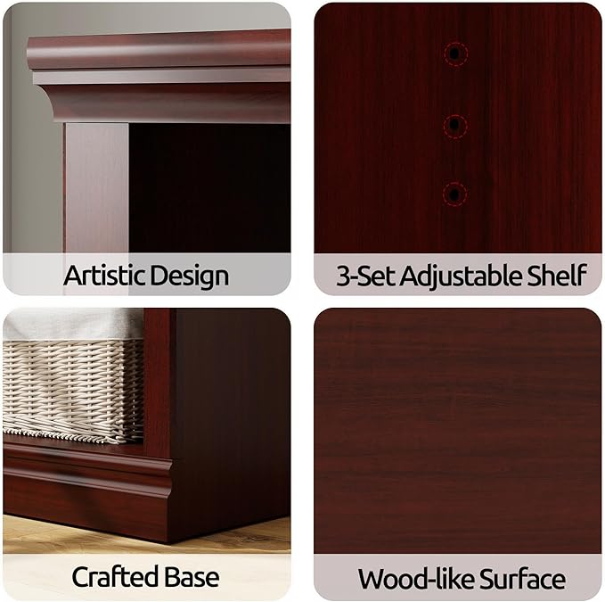 70" Tall Bookcase, Mahogany Narrow Floor Standing Bookshelf, 5 Tier Shelves Open Storage Organizer, Book Case for Living Room Hallway Kitchen Home Office Bathroom, Mahogany - 5 Tier