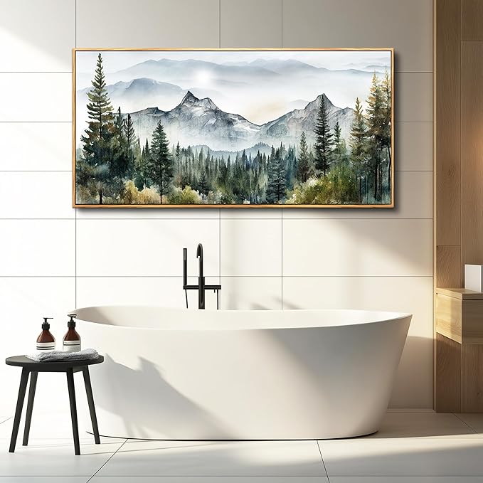 hyidecorart Abstract Mountain Scenery Paintings Wall Pictures Artworks Large Wall Art For Living Room Wood Framed Decorations For Bedroom Office Canvas Wall Decor Ready To Hang Home Decoration