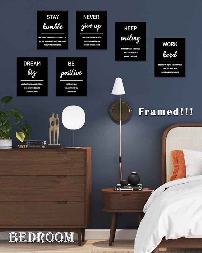 𝗗𝗿𝘀𝗼𝘂𝗺 Inspirational Office 𝗙𝗿𝗮𝗺𝗲𝗱 Wall Art Motivational Wall Decor Quotes Wall Art for Living Room Encouraging Canvas Posters for Bedroom Sayings for Wall Decor - 8” x10” x6 PCS (𝗙𝗿𝗮𝗺𝗲𝗱)