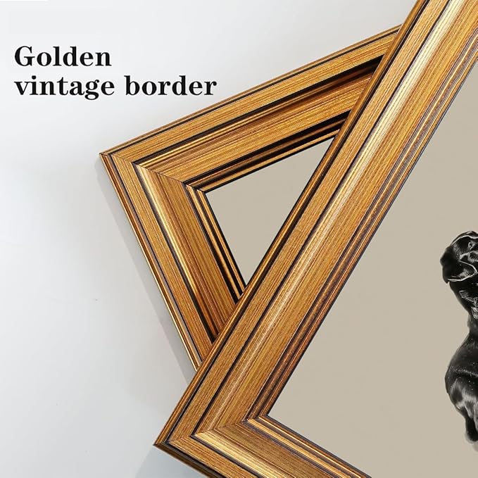 Gold Framed Wall Art Vintage Canvas Wall Art Black Dog Animals Artwork Prints Picture for Living Room Bedroom Farmhouse Bathroom Office Decor, 8x10