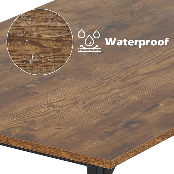 Dkelincs 47 Inch Computer Desk Home Office Desk Gaming Writing Desk Modern Simple Style Study Work Table with Metal Frame, Large Legroom, Adjustable Feet, Water-Resistant, Vintage