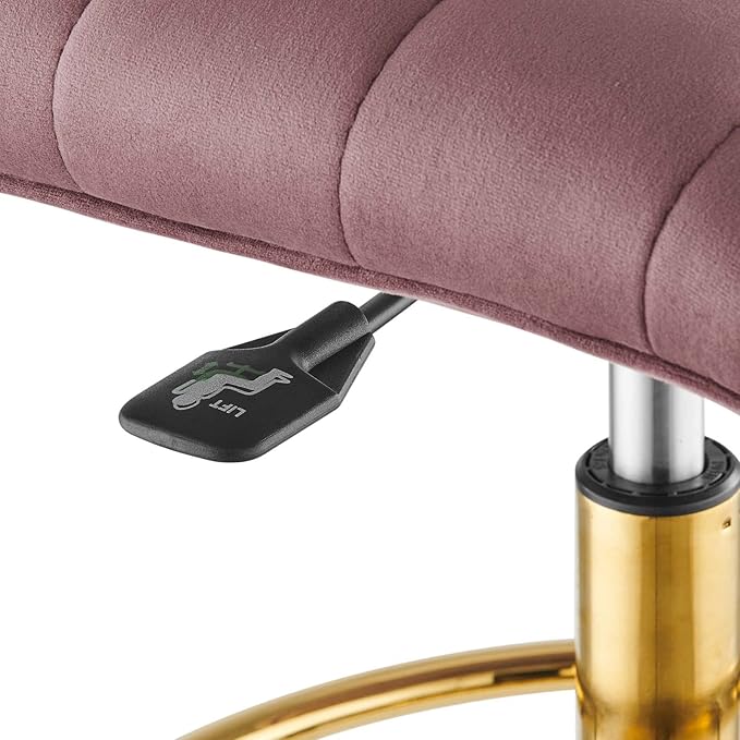 Modway Ripple Armless Performance Velvet Drafting Chair in Gold Dusty Rose