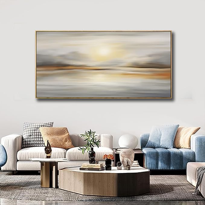 Framed Wall Art Abstract Seascape Canvas Printing Wall Decor Artwork for Living Room Bedroom Dining Room Home Office Decor 20x40inch