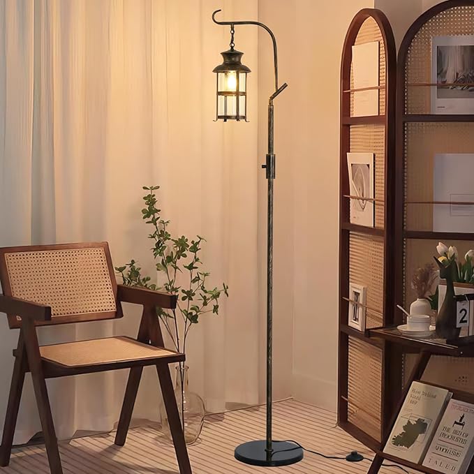 Vintage Dimmable Floor Lamp,Classical Lanterns Standing Lamp, Rustic Farmhouse Floor Lamp with Bronze Finish for Living Room Bedroom,Bar,Basement (Bronze)